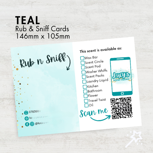 Teal Rub n Sniff Cards
